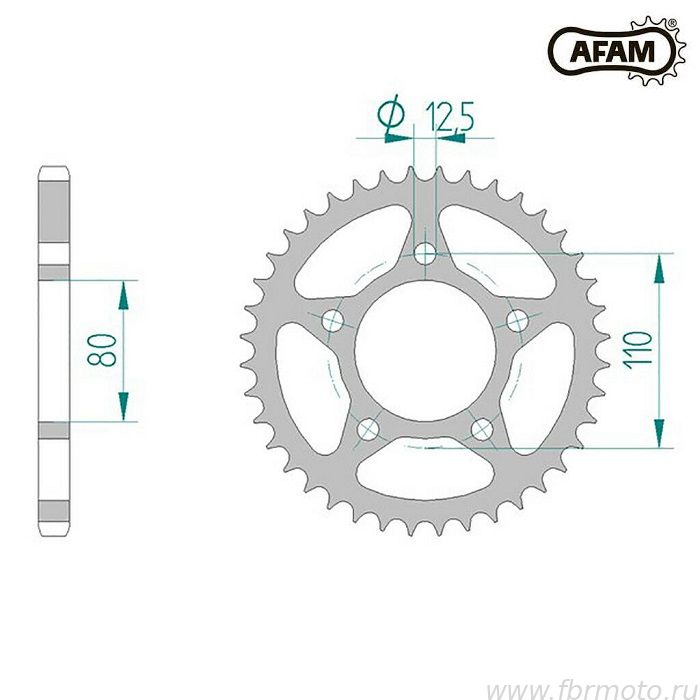 10608-46 Звезда ведомая #525 XRV 750 L, M, N Africa Twin AFAM 10608-46 (JTR1332.46)
