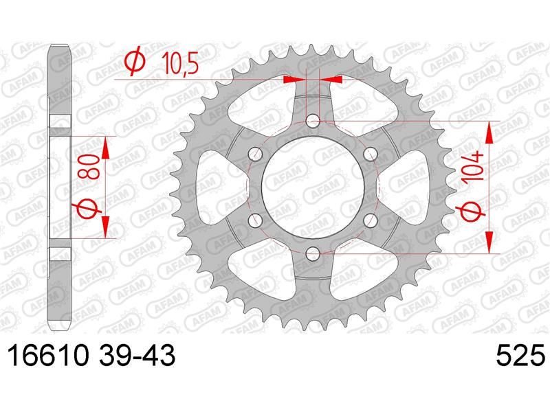16610-43 Звезда ведомая, #525 ZX-7R AFAM 16610-43 (JTR1489.43)