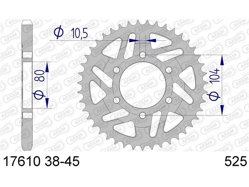 17610-41 Звезда ведомая (алюминий) #525 ZX-9R ZX 10 R AFAM 17610-41