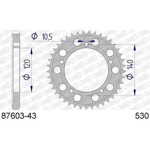 87603-43 Звезда ведомая алюминий #530 GSX-R 1000 GSF 1250 B-KING 1340 GSX-R 1300 R AFAM 87603-43