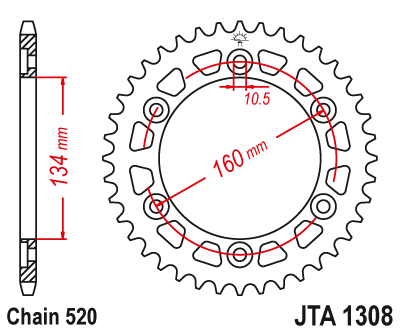 Звезда ведомая алюминиевая JT JTA1308.41 (JTA1308-41) (A1308-41) для Honda Road