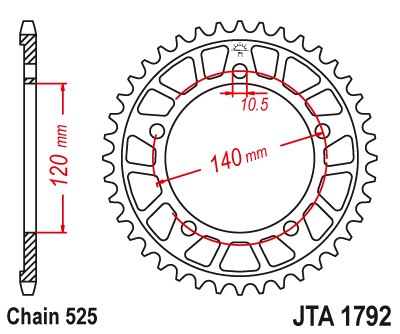 Звезда ведомая алюминиевая JT JTA1792.42 (JTA1792-42) (A1792-42) для Suzuki Road // Triumph Road