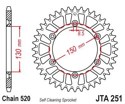 Звезда ведомая алюминиевая JT JTA251.51 (JTA251-51) (A251-51) для Yamaha Off Road