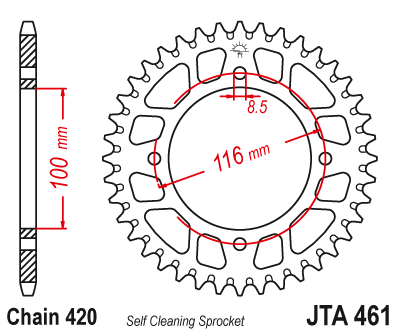 Звезда ведомая алюминиевая JT JTA461.51 (JTA461-51) (A461-51) для Kawasaki Off Road // Suzuki Off Road