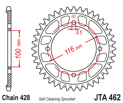 Звезда ведомая алюминиевая JT JTA462.52 (JTA462-52) (A462-52) для Kawasaki Off Road