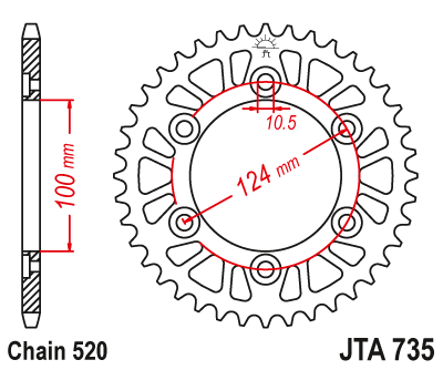 Звезда ведомая алюминиевая JT JTA735.41 (JTA735-41) (A735-41) для Ducati Road