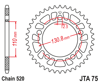 Звезда ведомая алюминиевая JT JTa75.45 (JTa75-45) (a75-45) для BMW Road