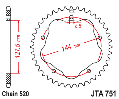 Звезда ведомая алюминиевая JT JTA751.36 (JTA751-36) (A751-36) для Ducati Road