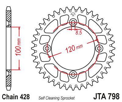 Звезда ведомая алюминиевая JT JTA798.52 (JTA798-52) (A798-52) для Suzuki Off Road // Yamaha Off Road