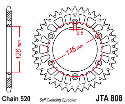 Звезда ведомая алюминиевая JT JTA808.43 (JTA808-43) (A808-43) для Suzuki Road