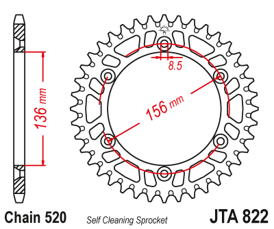 Звезда ведомая алюминиевая JT JTA822.44 (JTA822-44) (A822-44) для Suzuki Road