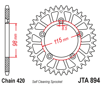 Звезда ведомая алюминиевая JT JTA894.46 (JTA894-46) (A894-46) для KTM Off Road