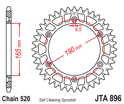 Звезда ведомая алюминиевая JT JTA896.52 (JTA896-52) (A896-52) для KTM Off Road