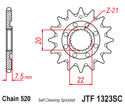 Звезда ведущая JT JTF1323.13SC (JTF1323-13SC) (F1323-13SC)