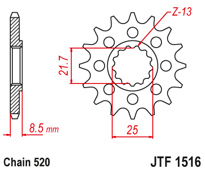 Звезда ведущая JT JTF1516.16 (JTF1516-16) (F1516-16)
