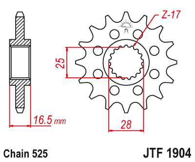 Звезда ведущая JT JTF1904.16 (JTF1904-16) (F1904-16)
