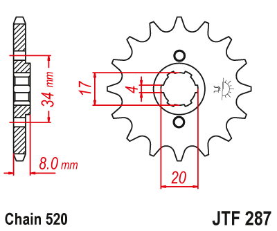 Звезда ведущая JT JTF287.13 (JTF287-13) (F287-13)