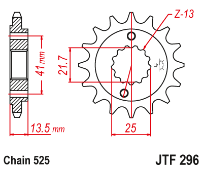 Звезда ведущая JT JTF296.16 (JTF296-16) (F296-16)