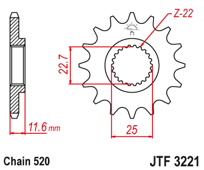 Звезда ведущая JT JTF3221.12 (JTF3221-12) (F3221-12)
