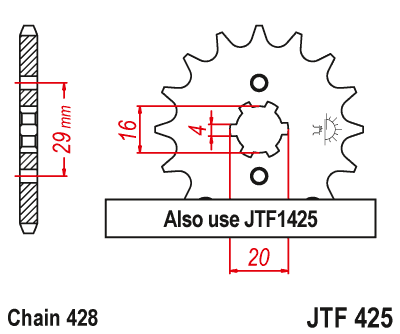 Звезда ведущая JT JTF425.16 (JTF425-16) (F425-16)