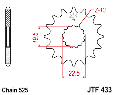 Звезда ведущая JT JTF433.16 (JTF433-16) (F433-16)