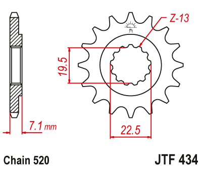 Звезда ведущая JT JTF434.13 (JTF434-13) (F434-13)