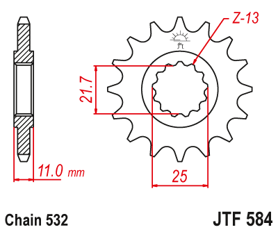 Звезда ведущая JT JTF584.16 (JTF584-16) (F584-16)