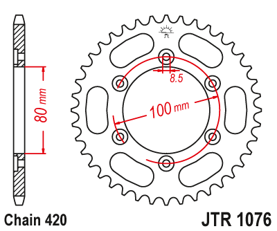 Звезда ведомая JT JTR1076.52 (JTR1076-52) (R1076-52) для Rieju Road