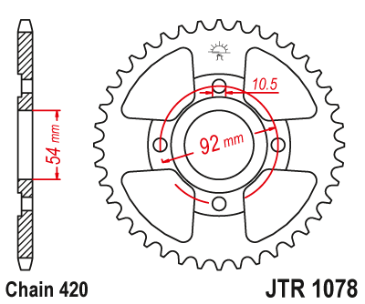 Звезда ведомая JT JTR1078.60 (JTR1078-60) (R1078-60) для MBK Road // Yamaha Road
