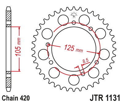Звезда ведомая JT JTR1131.52 (JTR1131-52) (R1131-52) для Gas Gas Off Road // Motor Hispania Road // Peugeot Road // Rieju Off Road // Rieju Road