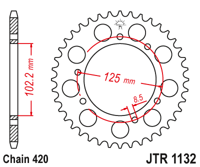 Звезда ведомая JT JTR1132.53 (JTR1132-53) (R1132-53) для Bultaco Road // Derbi Road // Gilera Road