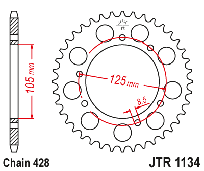 Звезда ведомая JT JTR1134.54 (JTR1134-54) (R1134-54) для Derbi Road