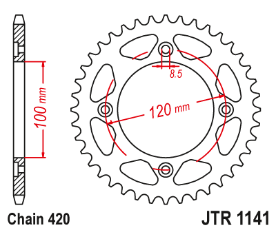 Звезда ведомая JT JTr1141.50 (JTr1141-50) (r1141-50) для Betamotor Road