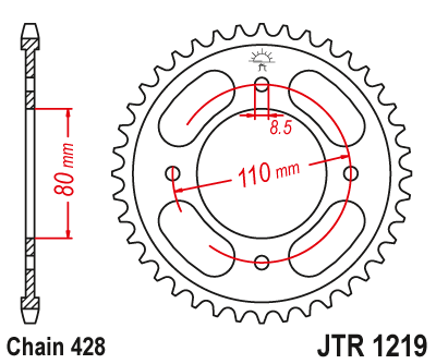 Звезда ведомая JT JTR1219.42 (JTR1219-42) (R1219-42) для Honda Road