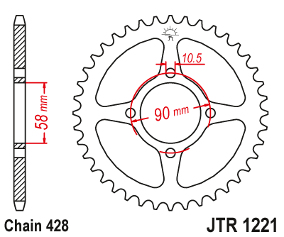 Звезда ведомая JT JTr1221.45 (JTr1221-45) (r1221-45) для Honda Road