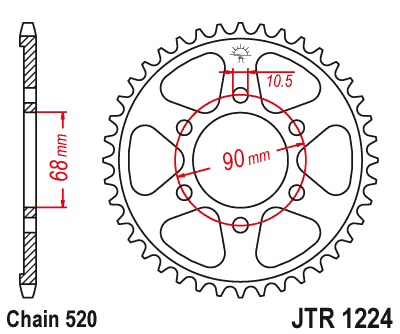 Звезда ведомая JT JTR1224.36 (JTR1224-36) (R1224-36) для Honda Road