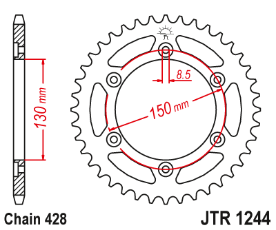 Звезда ведомая JT JTR1244.52 (JTR1244-52) (R1244-52) для Honda Road