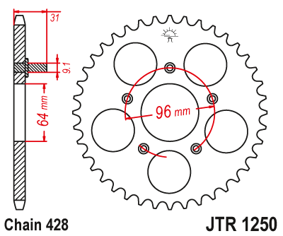 Звезда ведомая JT JTR1250.56 (JTR1250-56) (R1250-56) для Honda Road