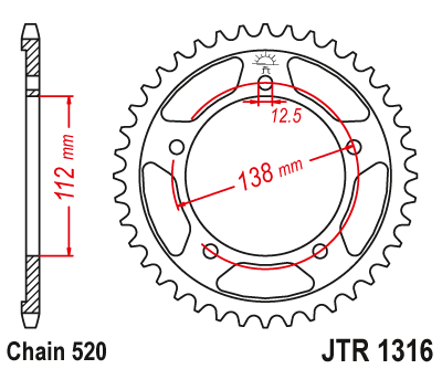 Звезда ведомая JT JTR1316.39 (JTR1316-39) (R1316-39) для Honda Road