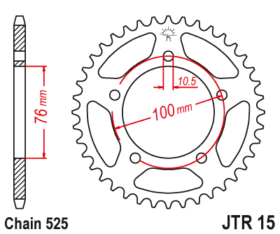 Звезда ведомая JT JTR15.42 (JTR15-42) (R15-42) для Benelli Road