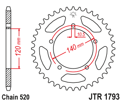 Звезда ведомая JT JTR1793.43 (JTR1793-43) (R1793-43) для Suzuki Road // Triumph Road