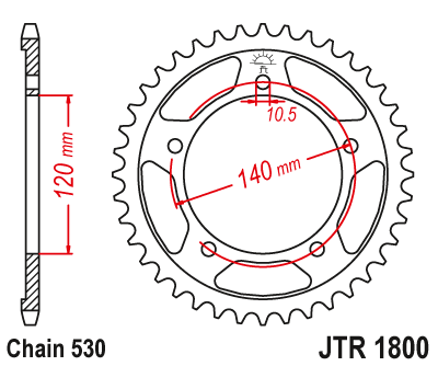Звезда ведомая JT JTR1800.45 (JTR1800-45) (R1800-45)