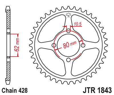 Звезда ведомая JT JTR1843.49 (JTR1843-49) (R1843-49)