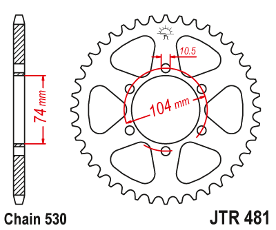 Звезда ведомая JT JTR481.38 (JTR481-38) (R481-38) для Kawasaki Road