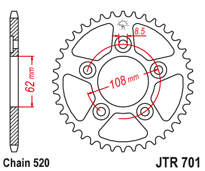 Звезда ведомая JT JTR701.39 (JTR701-39) (R701-39)