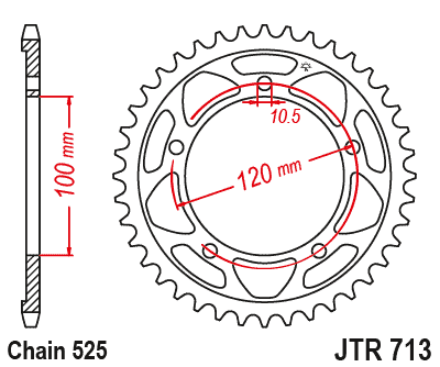 Звезда ведомая JT JTR713.40 (JTR713-40) (R713-40) для Aprilia Road