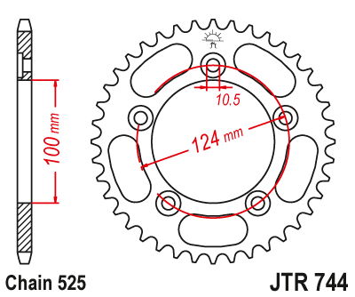Звезда ведомая JT JTR744.35 (JTR744-35) (R744-35) для Ducati Road