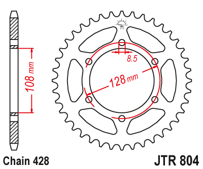 Звезда ведомая JT JTR804.44 (JTR804-44) (R804-44) для Suzuki Road