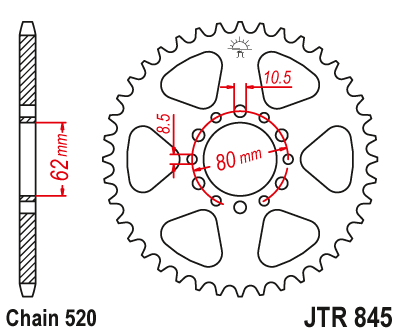 Звезда ведомая JT JTR845.49 (JTR845-49) (R845-49)