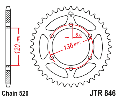 Звезда ведомая JT JTR846.38 (JTR846-38) (R846-38) для Yamaha Road